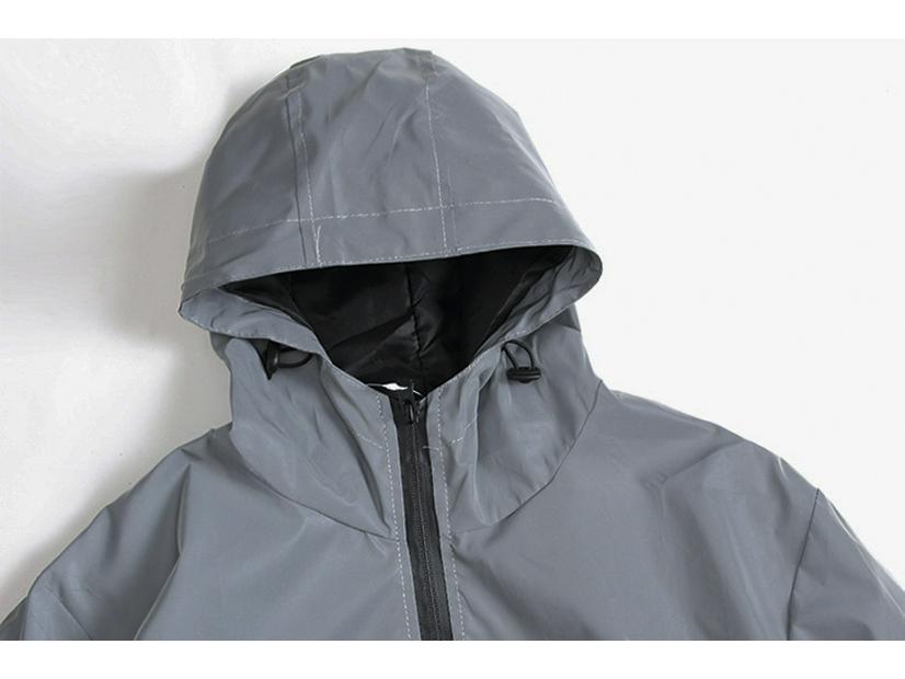 Winddichte reflektierende Jacke - Europäische/Amerikanische Größen, Unifarben, Trendig für Frühling/Herbst