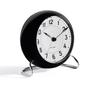 ARNE JACOBSEN Table Clock Alarm Clock 11cm Scandinavian Design Retro Alarm Sound STATION 43672 Black (Silent Design)
