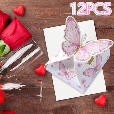 12 Stück Schmetterlingsboxen Süßigkeiten Hochzeit Leichtes Papier Geschenk Gastgeschenk für