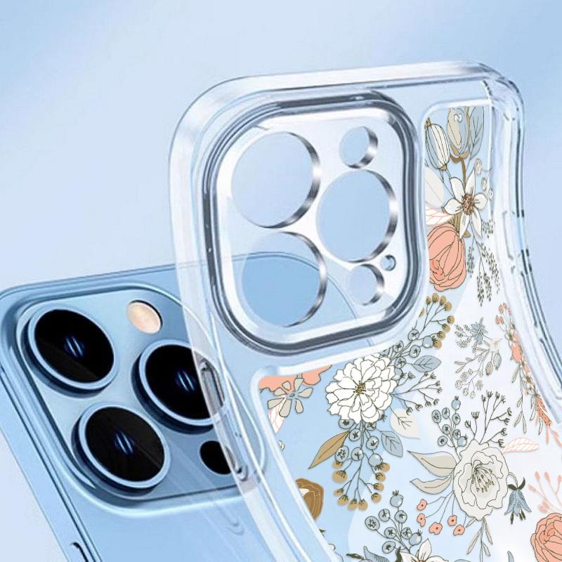 Fashion Floral Phone Case For Iphone 16 15 14 Pro Max 13 12 11 Shockproof Silicone Case Clear Cover