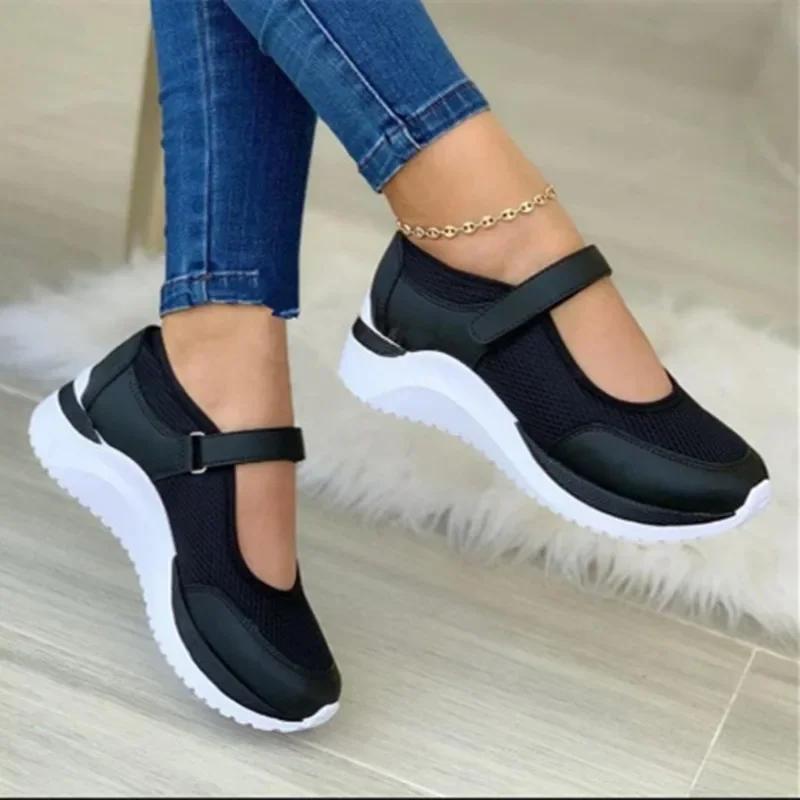 Fashion Outdoor Breathable Mesh Vulcanized Sneakers Women's Shoes Women Shoes Flats Casual Platform Travel Walking Footwear Large Size