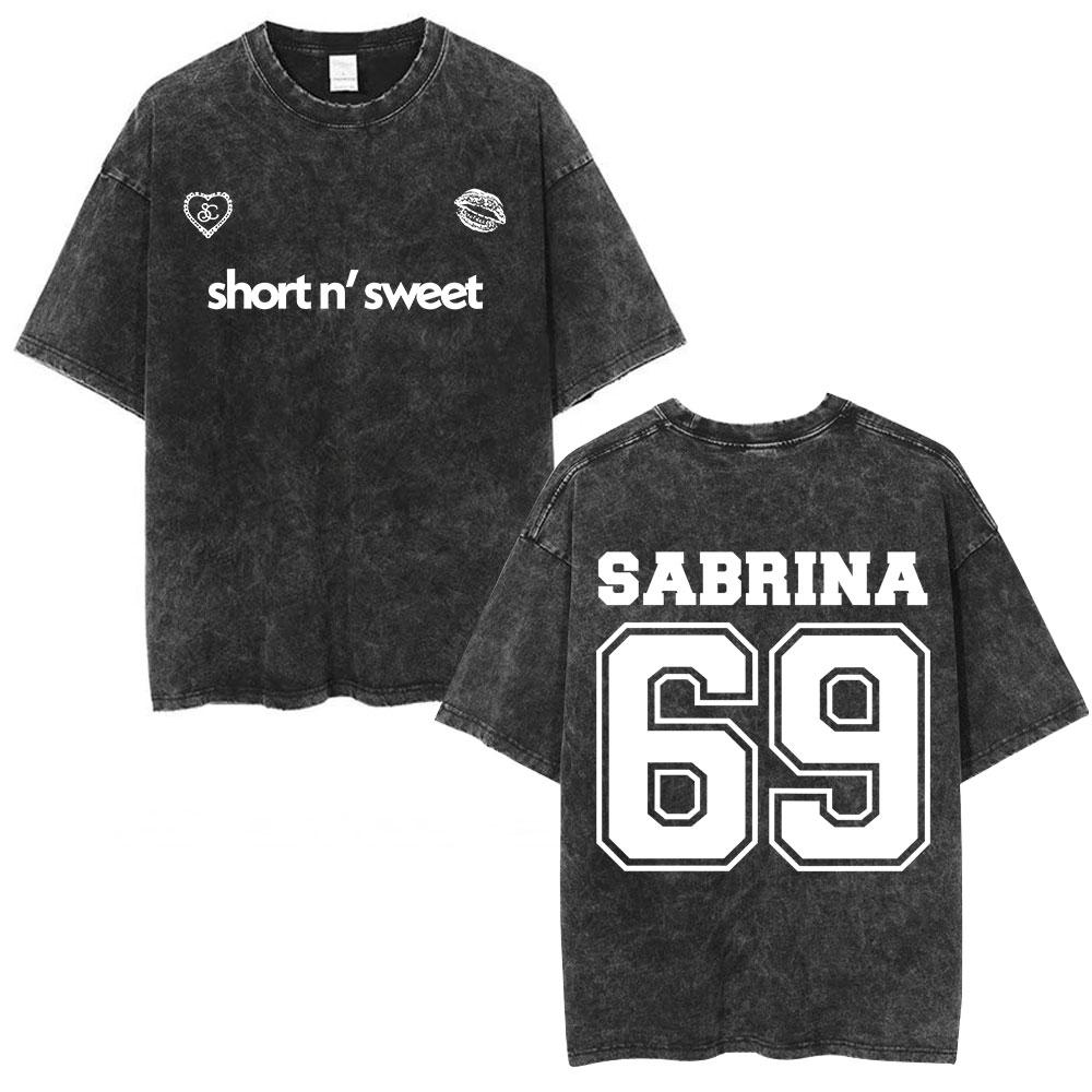Sabrina Carpenter Short N Sweet Tour Washed Graphic Tshirt Men Women Summer Cotton Casual Oversized Short Sleeve T Shirts Tops