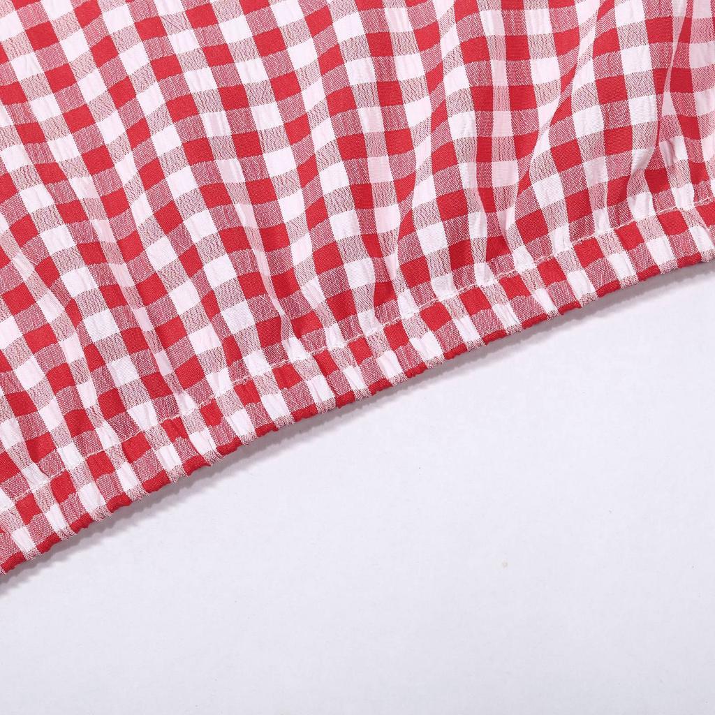 Traditional Women's Casual Short-Sleeve Plaid Shirt Beer Festival