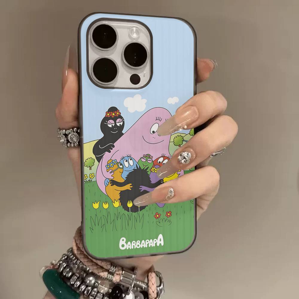 Cartoon Barbapapa Phone Case For IPhone 17 16 15 14 13 12 11 Corrugated Frosted Soft Cover Anti-Slip