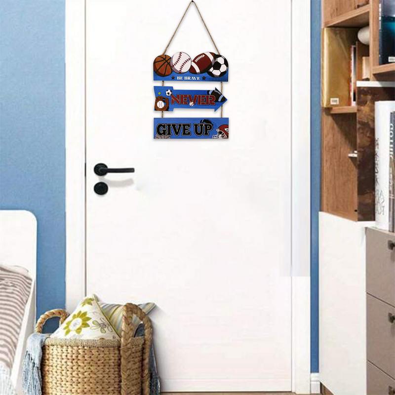 Never Give Up Sign Football Wall Decor Inspirational Art Decoration For Boys Girls Playroom Classroom Home Bathroom Living Room
