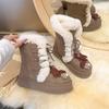 2025 autumn and winter snow boots women's fleece thickened thick sole to increase the height of the fur integrated Northeast cotton shoes fluffy warm