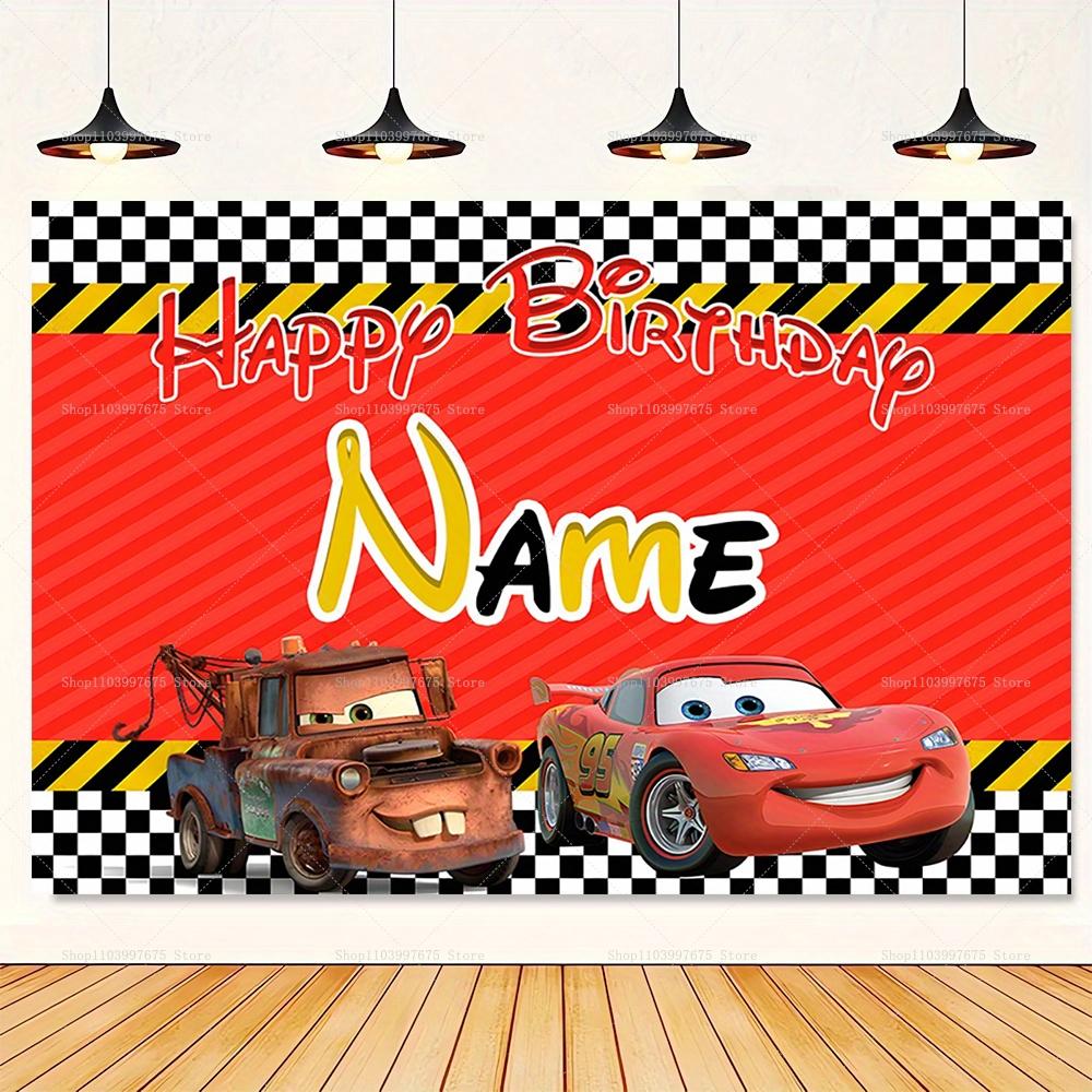 Customizable Disney Lightning McQueen backgrounds, children's birthday party decorations, photo background, baby shower banner, photo booth accessorie