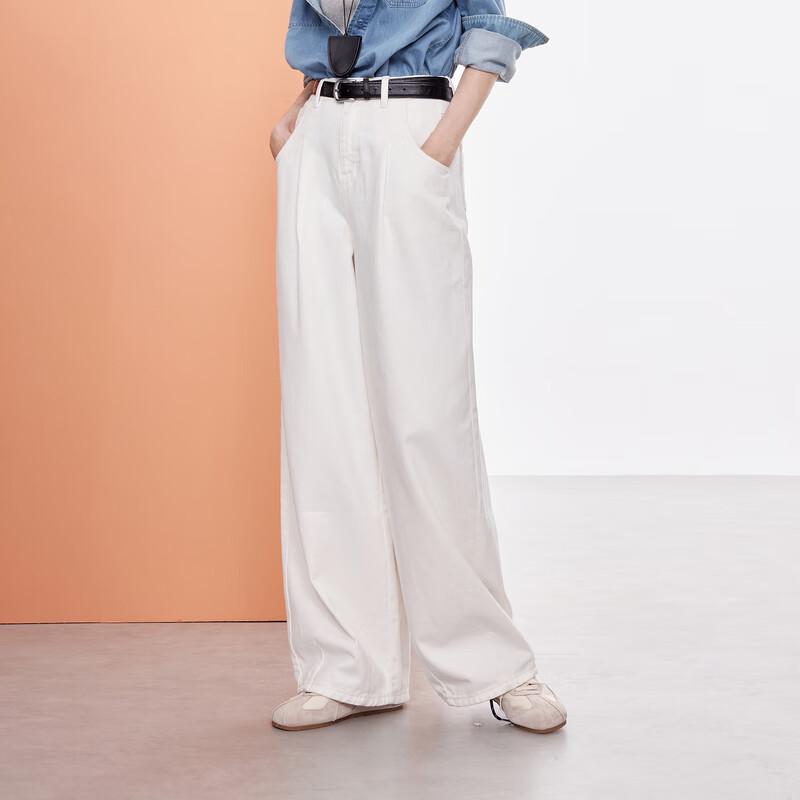 

Sancai 2025 Winter High-Waist Loose-Fit Opaque White Jeans XL