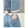 DIMANAF 2026 Summer New Plus Size Women Jeans Print Floral Elastic Waist Long Pants Loose Casual Denim Cotton Trousers Pants