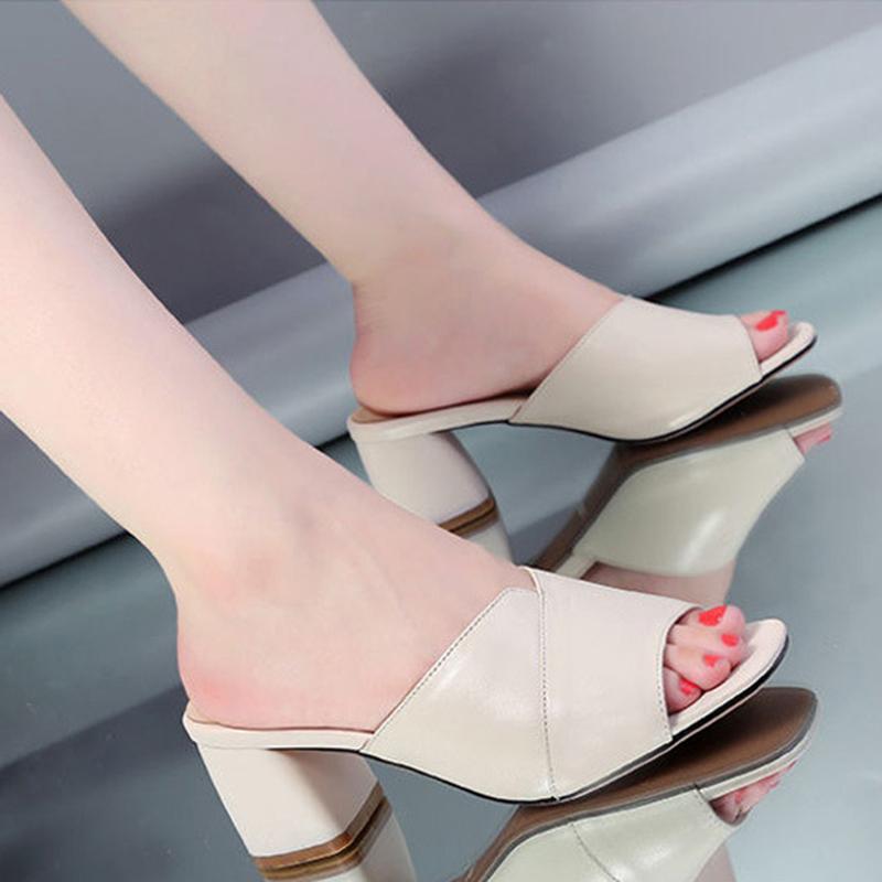 Sandals Women's 2025 Summer Comfortable Non-slip High Heel Slippers Open Toe Ladies Sandal Women Footwear High Heel Chunky Heels