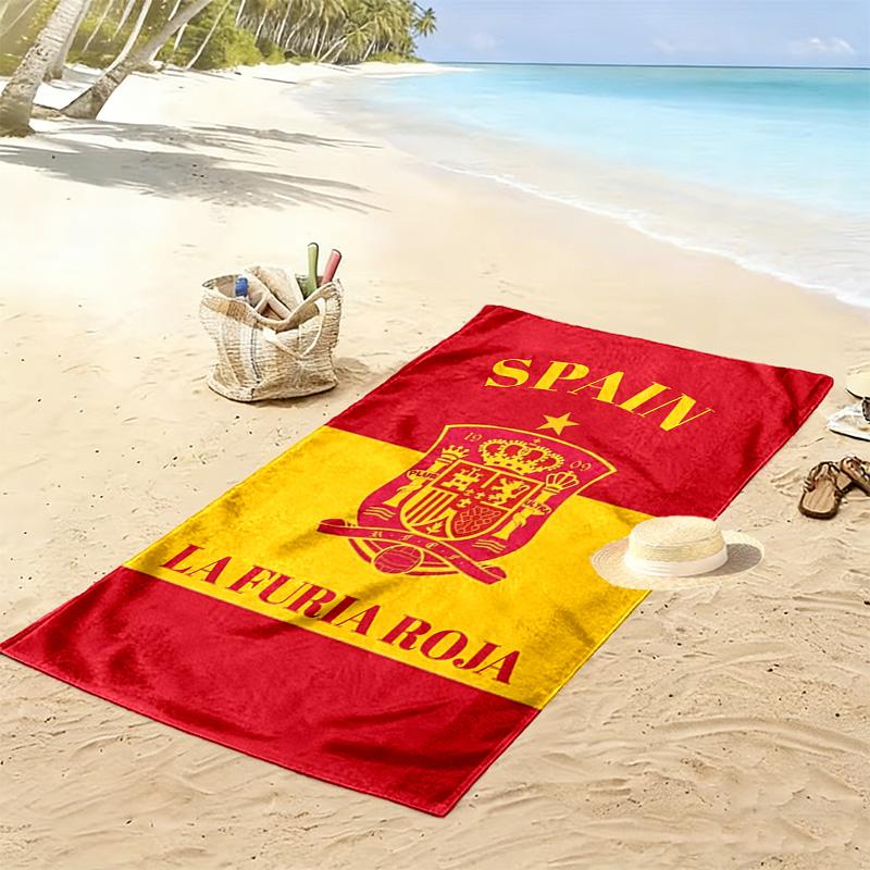 Spain Football Team Print Beach Towel, Large Soft Quick Dry Towel for Beach Camping Swimming