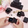 20pcs Kraft Cotton Filled Cardboard Paper Jewelry Gift Boxes Ring Box Square Black 4.5x4.5x3cm