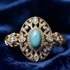 Elegant Eco-friendly Gold-Plated Women's Ring with Turquoise Inlay - Hot French Jewelry Trend