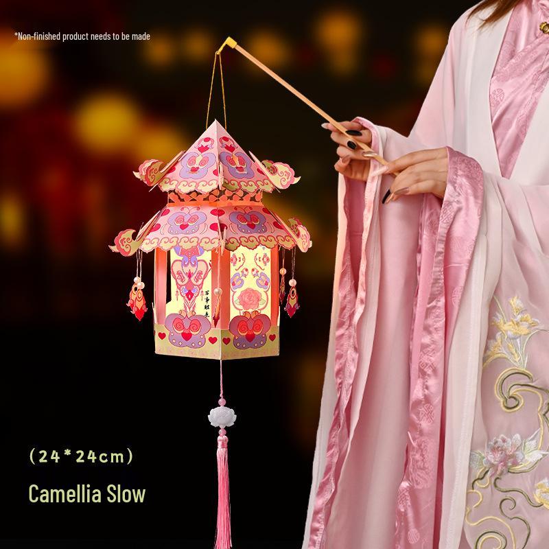 Mid-Autumn Festival Handmade Ancient Style Lanterns - DIY Flower & Palace Luminous Projection Lanterns for Children