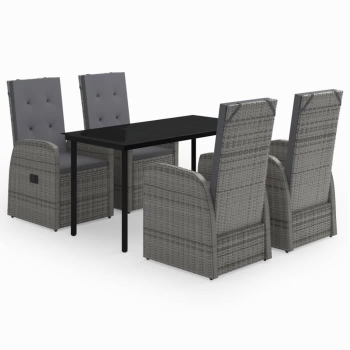 VidaXL Ensemble de salle à manger de jardin avec coussins 5 pcs Gris, 68.4 kg