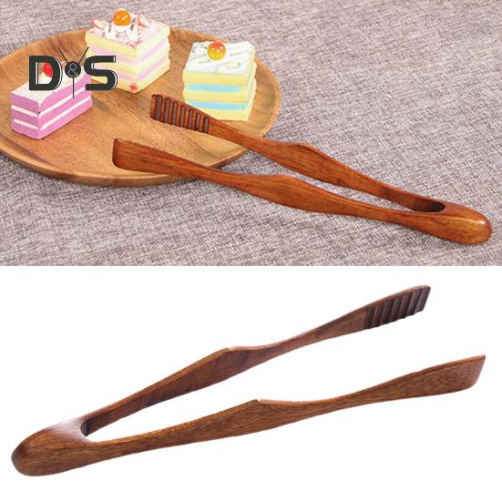 Wooden Bread Tongs Food Tongs for Buffet Non-Slip Cooking Clamps Heat-Resistant Salad Toast Cake Fruit Clip BBQ Home Utensil