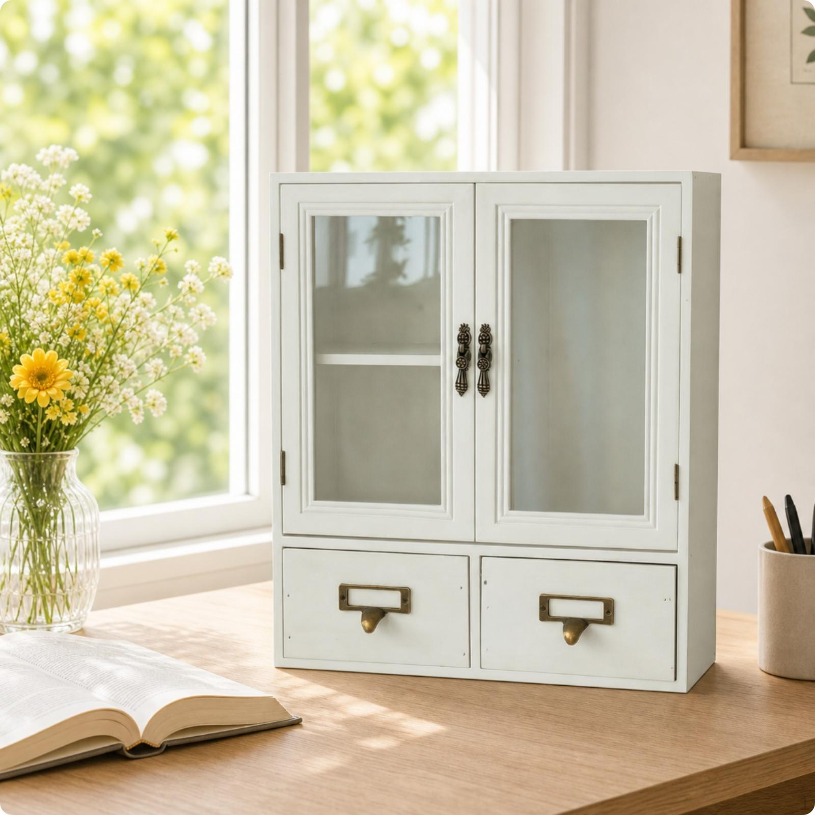 Wooden Desktop Storage Cabinet | Two