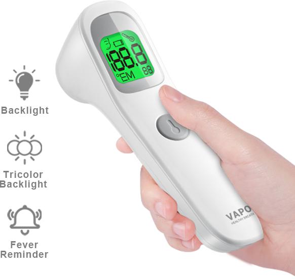 Large Blue Backlit LCD Display Forehead Non-Contact Thermometer High Accuracy Body Surface Room Temperature Reading 30 Memory