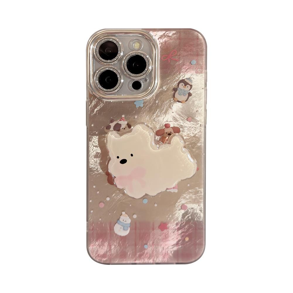 Pink West Highland Suitable for Apple 17 Mobile Phone Case Iphone16 Cartoon Bracelet 14pronax Glitter 13 Hard Case