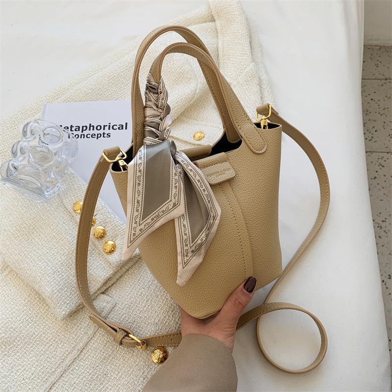 Bag Women's Bag 2026 New Fashion Portable Large Capacity Bucket Bag Popular Silk Scarf Underarm Crossbody Bag