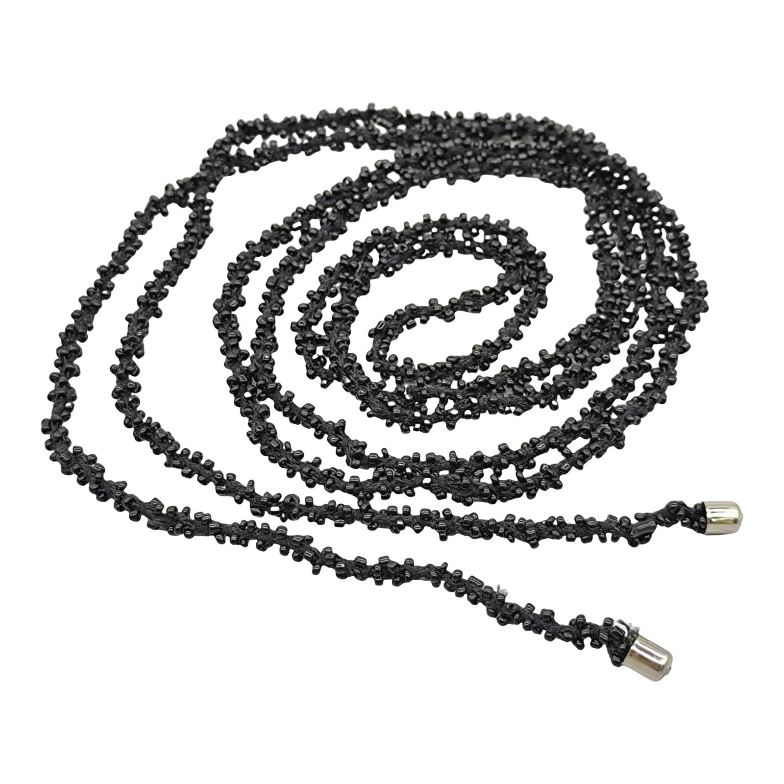 

Длинное колье из искусственного хрусталя с бисером, в винтажном стиле, легкая многослойная цепочка, аксессуар ручной работы чёрный