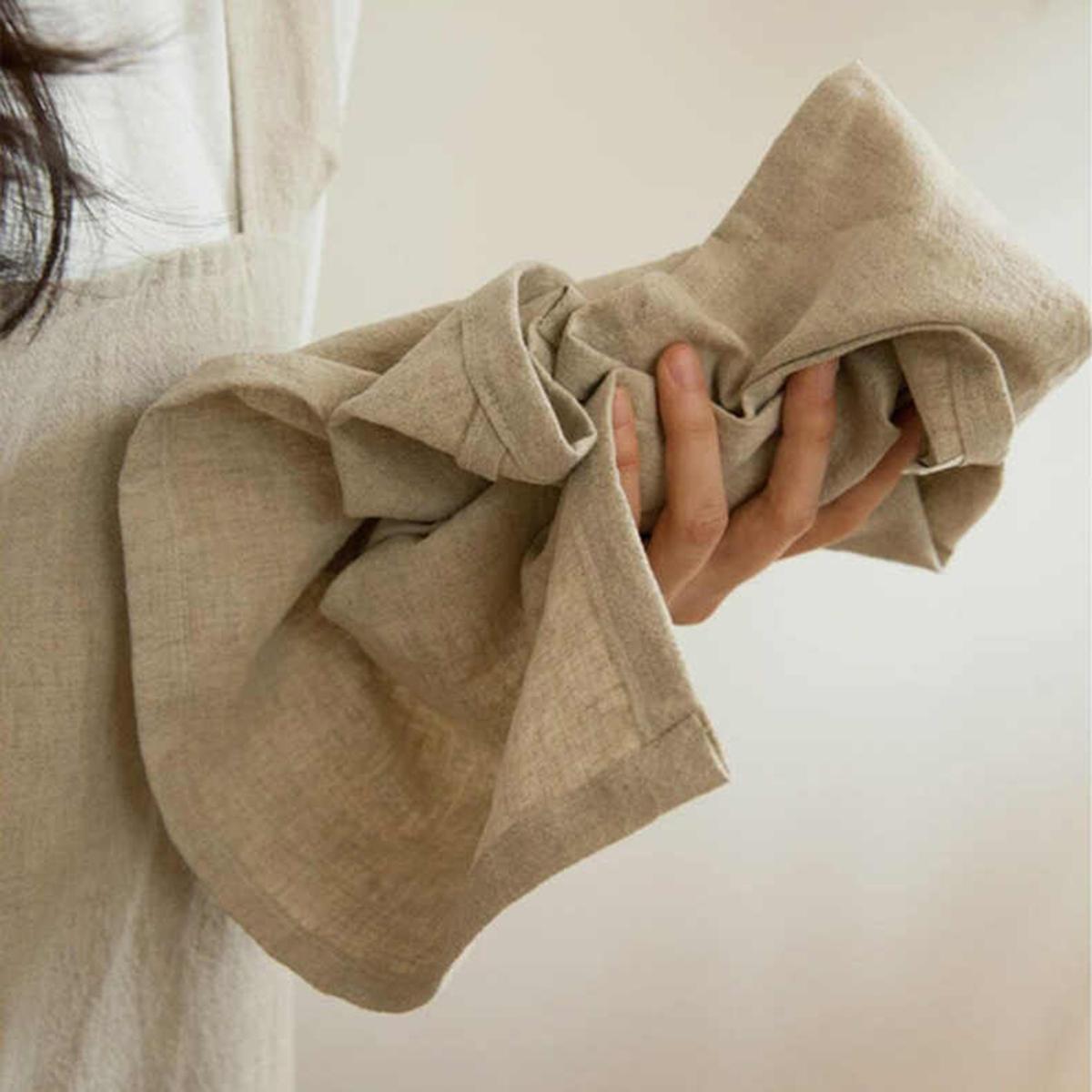 Custom Cotton Linen Kitchen Napkin With Rolled Hem Reusable Beige Tea Towel Linen Fabric Dining Table Dish Western Cloth Napkin 40*40cm&299 and Below бежевый