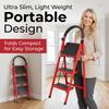 Vertical Ladder Step Ladder, 3 Folding Stool, Multi-Purpose Collapsible for Three Home or RV Outdoor Work, Heavy Duty 330 Lbs Load (White, Red)