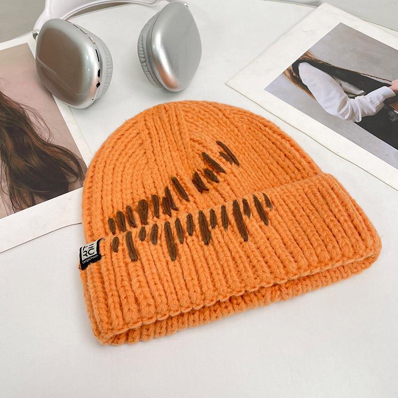 Korean Style All match Knitted Hat Warm Ear Protection Pullover Hat for Women Autumn and Winter Personalized Cold Hat Thickened Plush Hat Small Face