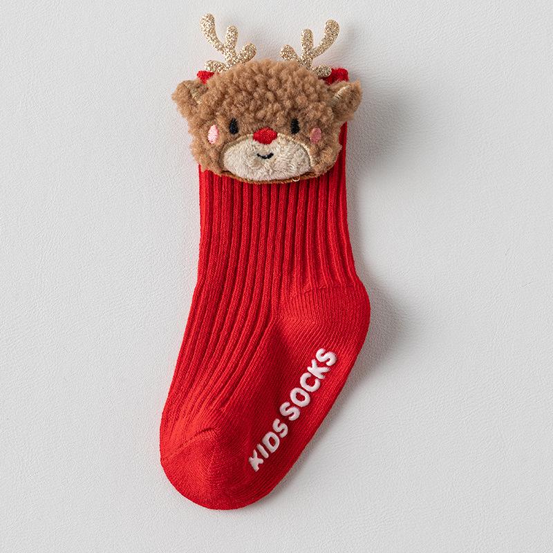 

Christmas Baby Socks For Boys Girls Autumn Winter Toddler Anti-slip Floor Socks Children Red Festive Santa Claus Sock 0-3 Years S