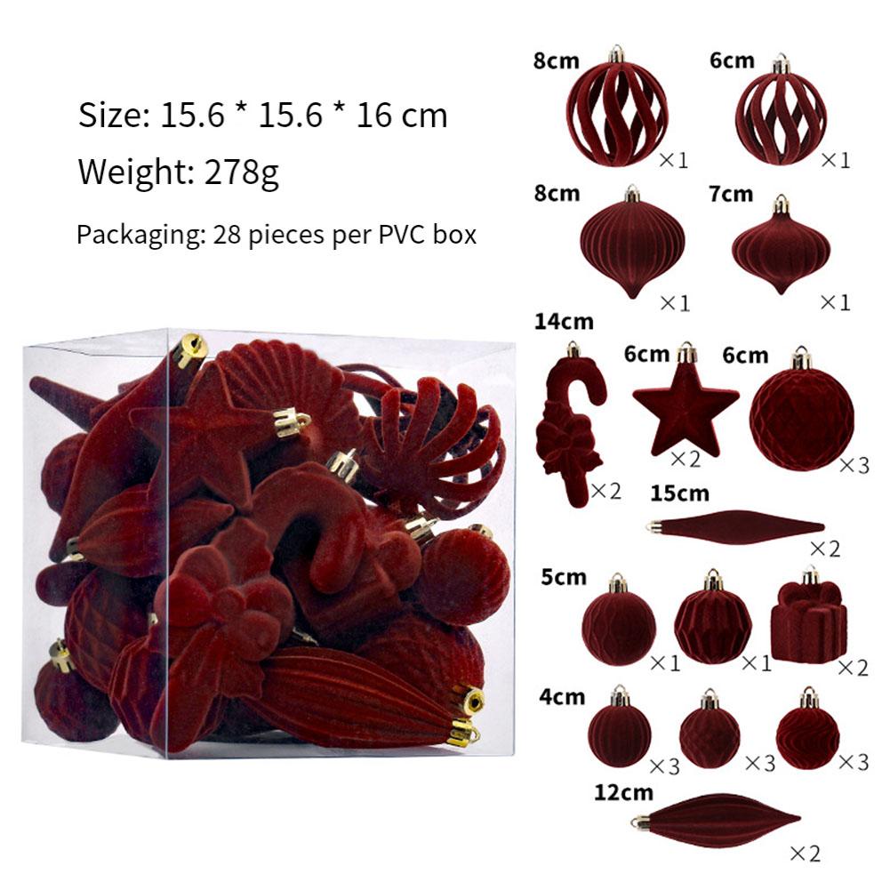 1 Set Christmas Decorations Flocked Christmas Ball Set Christmas Tree Pendants Home Christmas Decoration