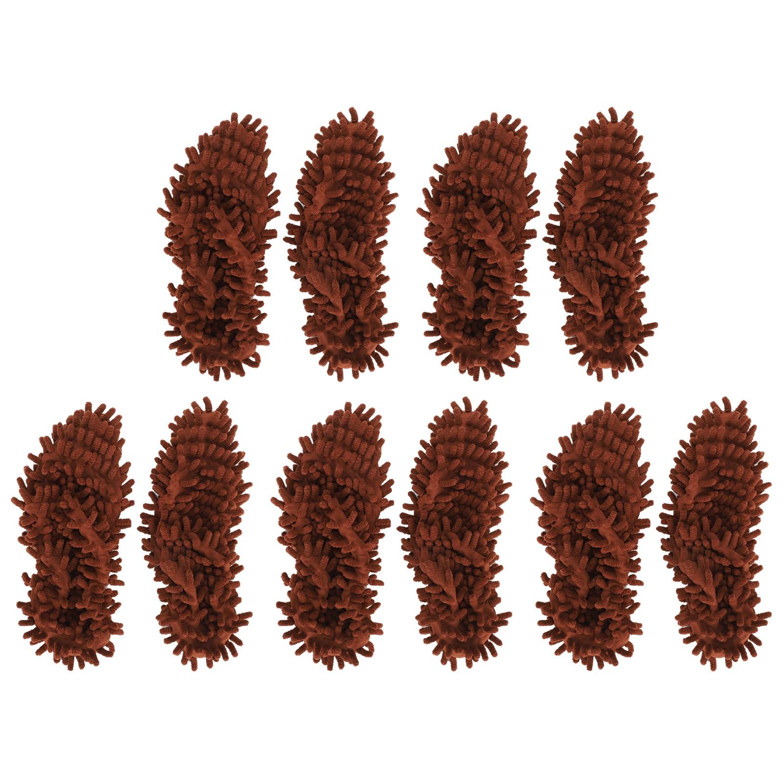 

10 шт. Шенилловые тапочки-швабры Многофункциональная обувь для мытья пола Аксессуар для уборки пыли коричневый