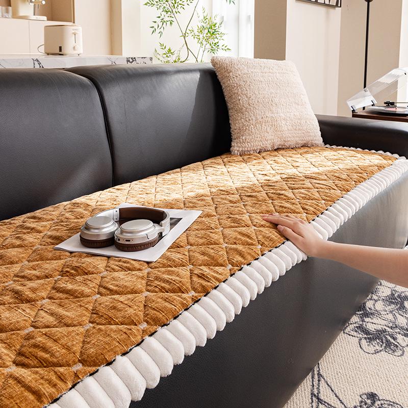Nordic Plush Winter Sofa Cushion - Thickened, Non-Slip, Rectangular Bun Design.