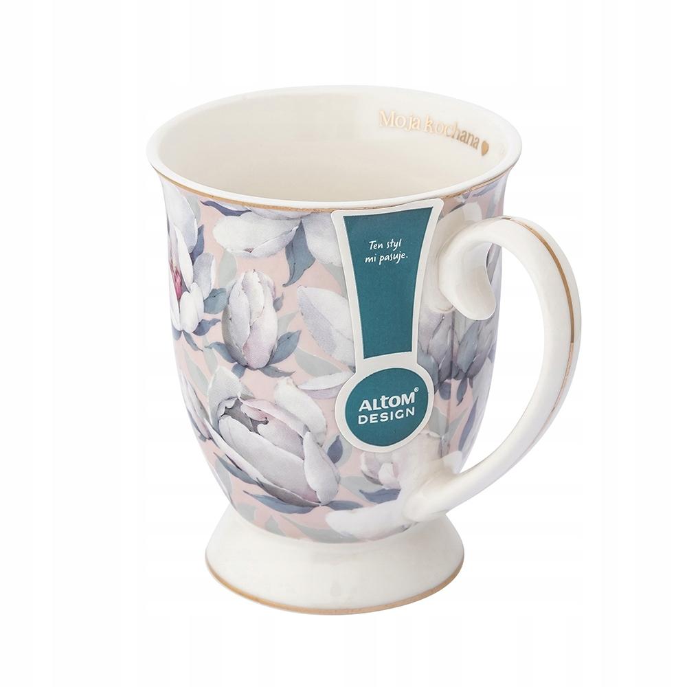 Porzellanbecher auf Fuß Blumen elegant Für Sie Rosa 320ml 1Stk