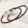 High Quality 100% S925 Sterling Silver Clasp Charm Bead Woven Leather Bracelet for Women & Children's Trendy Gift Jewelry