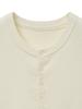 NOIRER Ribbed Henley Neck Half Knit (Ivory)