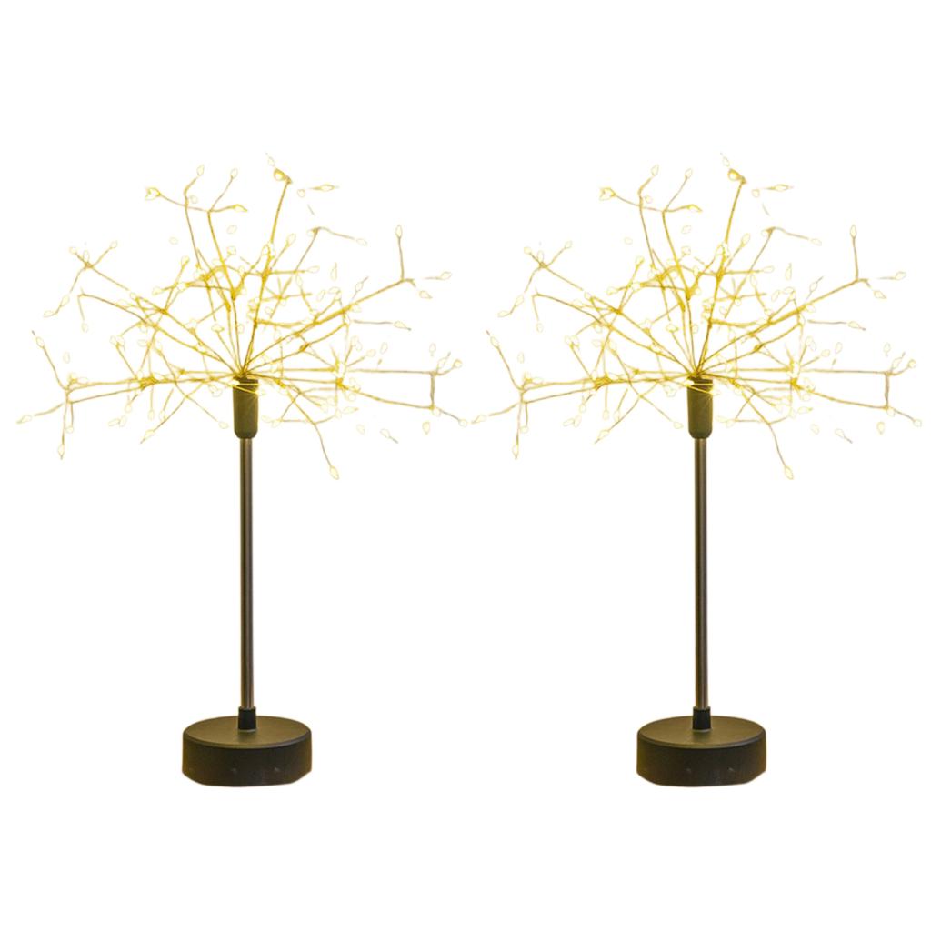 Mini Table Starburst Silver Lights Battery & USB Operated LED Christmas Starburst Firework Lamp for Xmas Party Home Decor