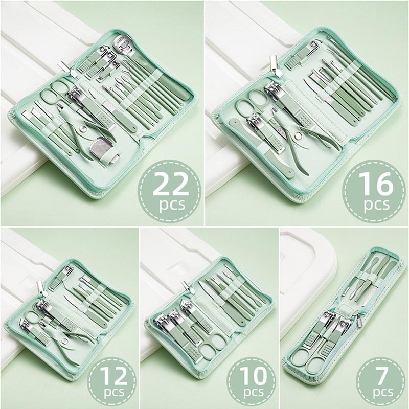7/9/10/12/16/18/22/26pcs Nail Knife Set Stainless Steel Beauty Set Zipper Bag Manicure Knife Planer Nail Pliers Manicure Tools