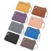 Minimalist Pu Leather Card Holder With Zipper Pouch For Daily Use