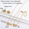 Metal Laser Five Leaf Flower Bracelet Necklace Earrings Zircon Set Classic For Woman Stainless Steel Zircon Daily Wear Clover