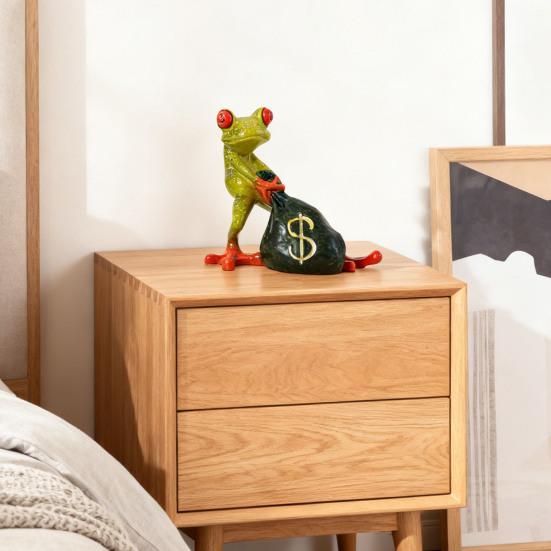 Frog Money Bag Statue Small Resin Frog Sculpture Desk Lucky Frog Ornament for Garden Home Office Workplace Decor