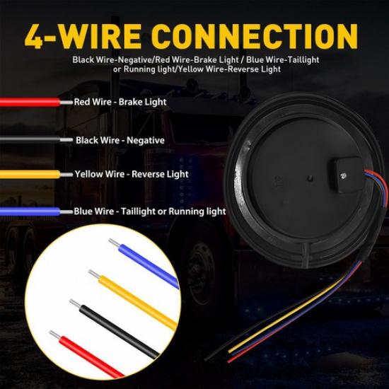 2X 4INCH Round Red Amber 16-LED Truck Trailer Brake Stop Turn Signal Tail Lights