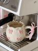 Cute Bow Thickened Ceramic Cup Hand Draw Knot Bow Irregular Mug Cups Coffee Milk Drinks Cup