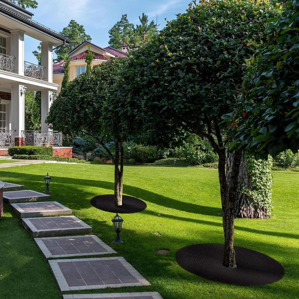 Tree Ring Mulch Mat Non-Woven Heavy Duty Reusable Cover Tree Plant Protector Mat for Outdoor Plant Landscaping Gardening Ground