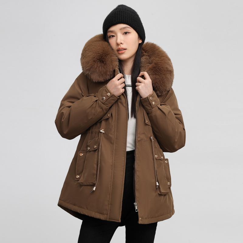 

Новая хлопковая одежда женская осенне-зимняя одежда короткая хлопковая одежда пирог преодолеть бархатная подкладка большой меховой воротник большой размер пальто 3XL suggestion [150-165] catties кофейный