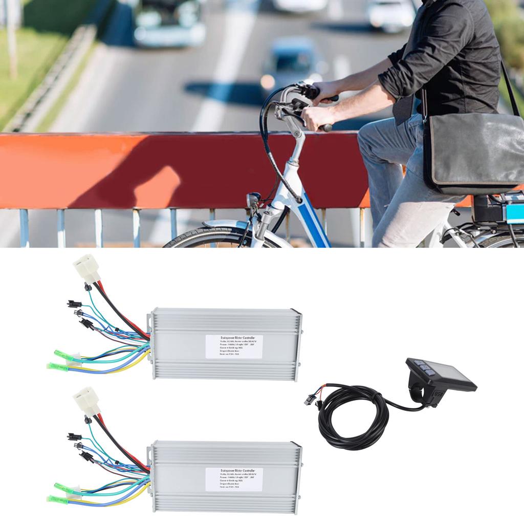 36V 48V 1000W 38A Motor Controller Electric Bike Conversion Dual Drive Controller P3H Display Panel for 22.2mm Handlebars DIY Modification