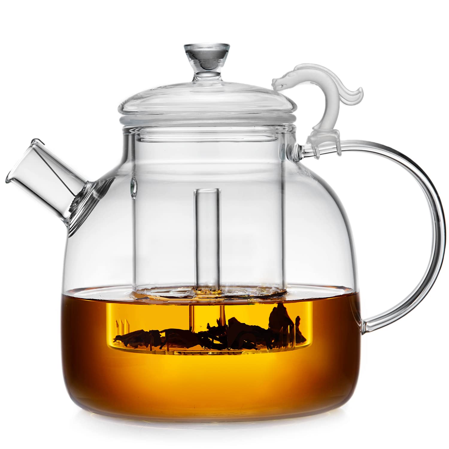 

Pokaro Tea Large Capacity Ethnic-Style Glass Teapot, Heat-Resistant Borosilicate Glass Kettle with Glass Tea Strainer, Direct Heat Safe, Dragon Head