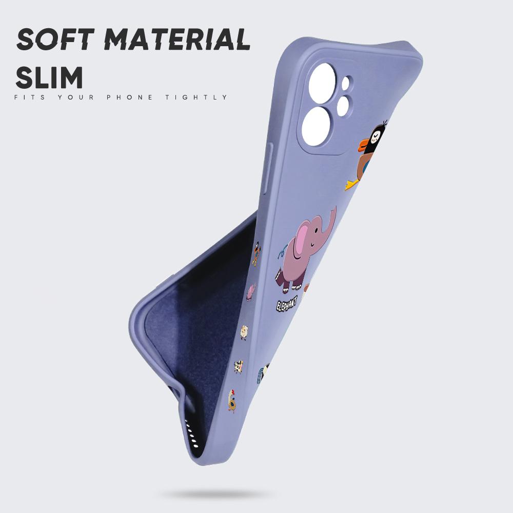 Cartoon Colorful Pattern Printing Phone Case Square Liquid Silicone TPU Full Cover Camera Shockproof Protection Cover for Samsung Infinix Tecno