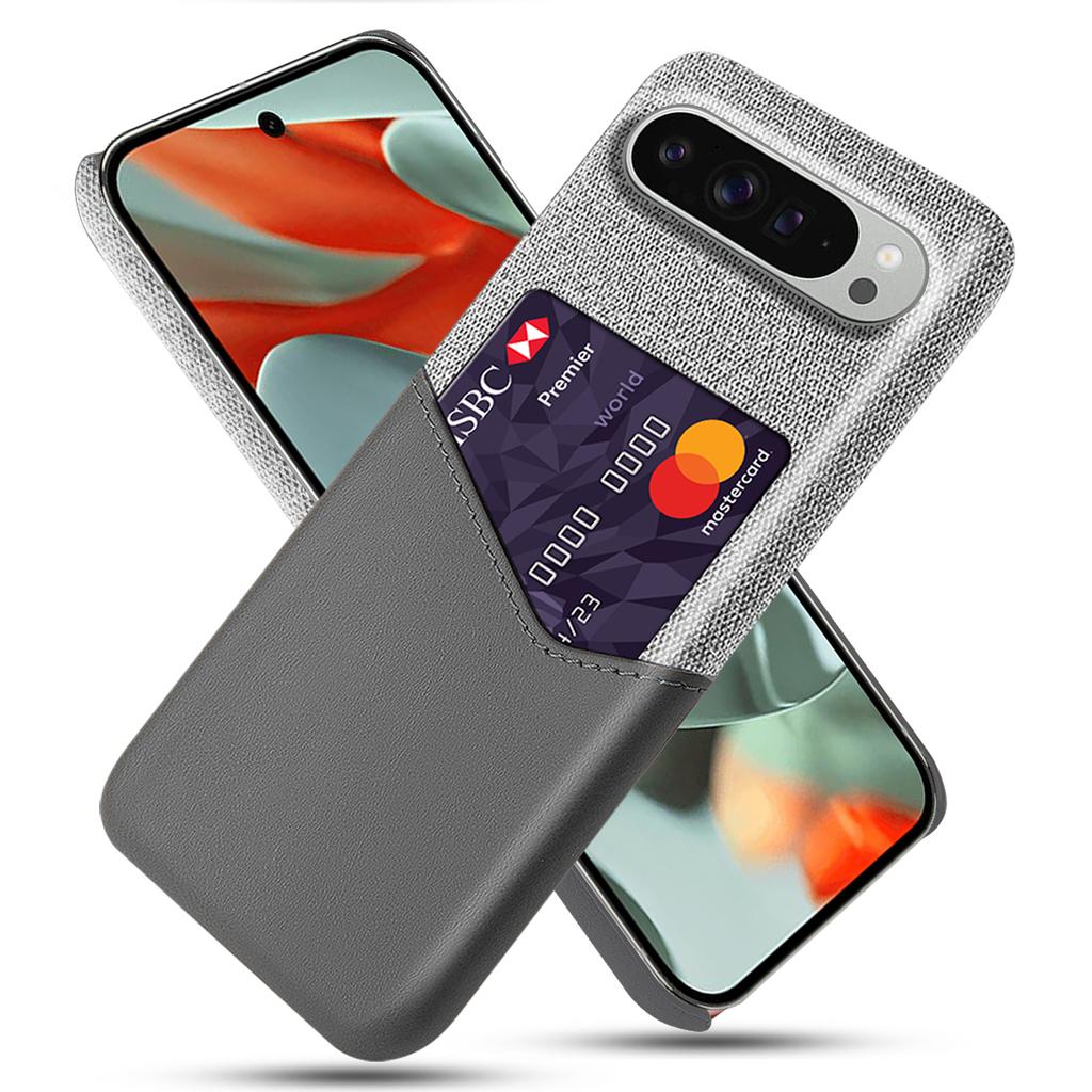 For Google Pixel 10 Pro XL Case PU Leather Cloth Texture Hard PC Phone Cover with Card Holder