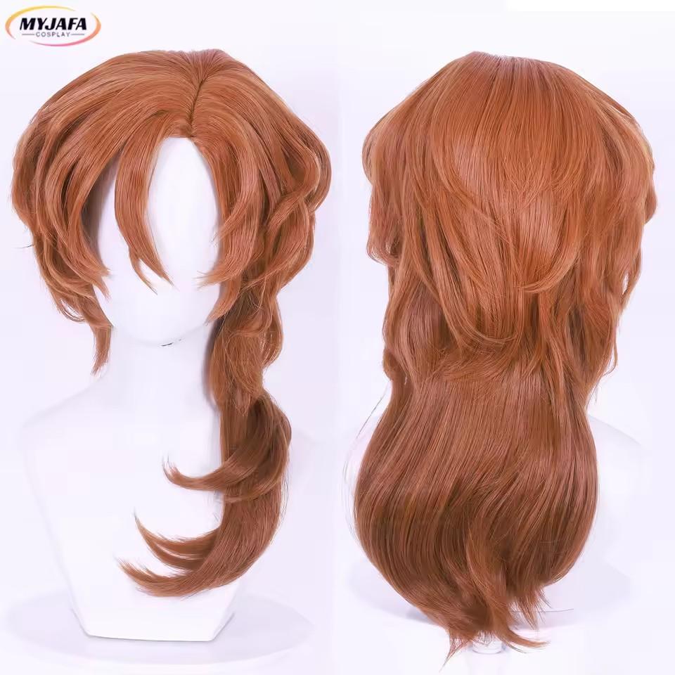 Echt Hoge Kwaliteit Anime Chuya Nakahara Chuuya Cosplay Pruik Hittebestendige Synthetische Haar Pruiken + Pruikenkap One Size brown
