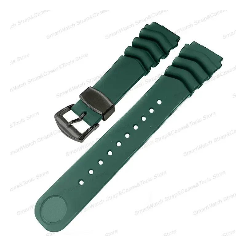 Harzarmband+Metall-Haltebügel-Ring Stahlverschluss für Prospex SPR009 SKX007 SKX009 Wasserdichtes Taucher-Sport-Uhrarmband 20mm 22mm